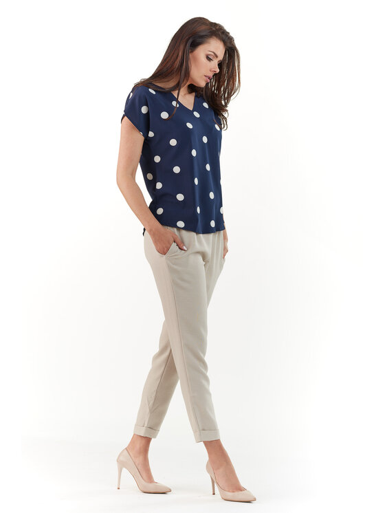 Awama Awama Bluzka A215 Granatowy Basic Fit