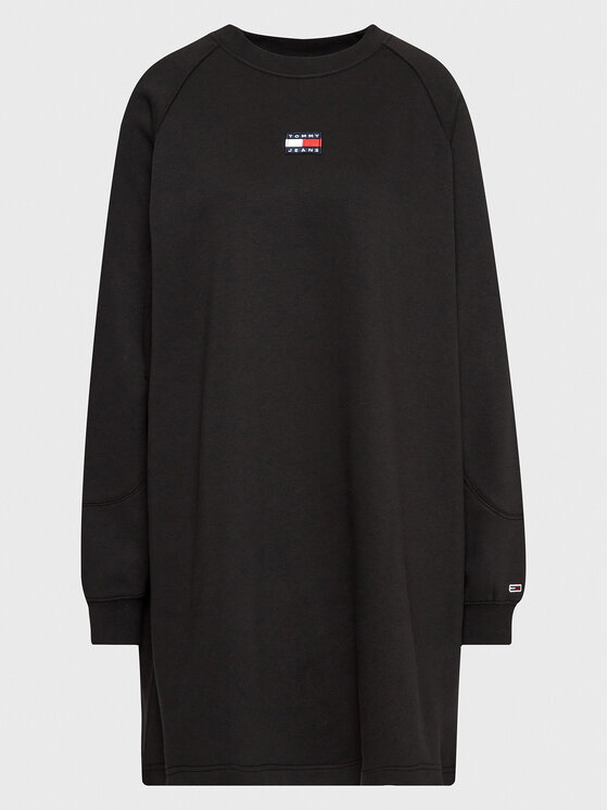 Tommy Jeans Curve Rochie tricotată Crv Badge DW0DW15079 Negru Regular Fit
