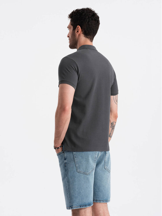 Ombre Ombre Polokošile OM-POBS-0100 Šedá Regular Fit