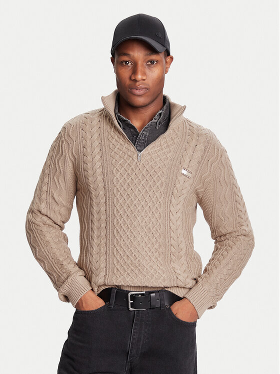 Tommy Jeans Tommy Jeans Пуловер DM0DM22103 Кафяв Regular Fit