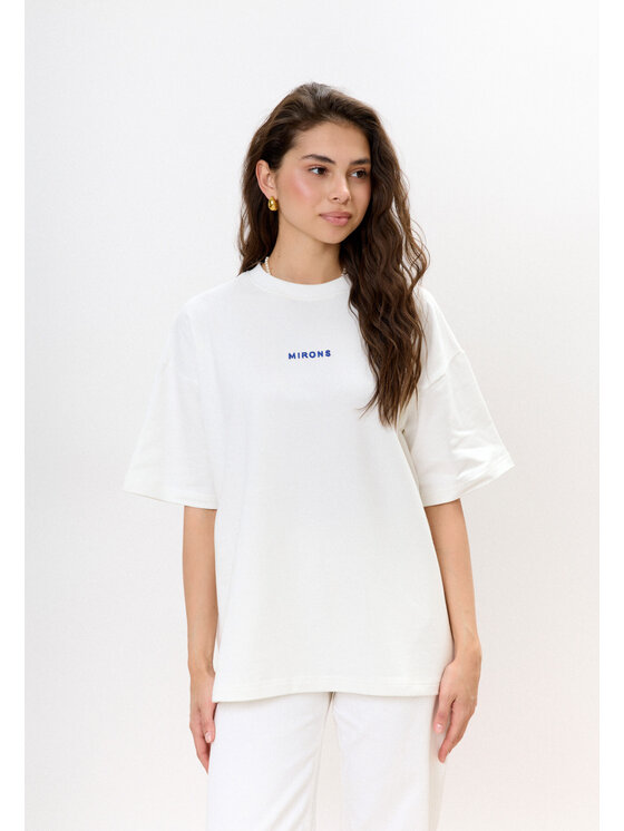 Mirons Mirons T-Shirt Print Biały Oversize