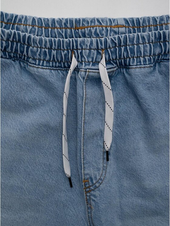 Jigga Wear Jigga Wear Szorty jeansowe Szerokie luźne za duże bagy palmy zachód słońca 130781 Niebieski Baggy Fit