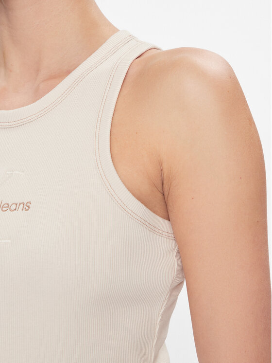 Calvin Klein Jeans Calvin Klein Jeans Felső Hero Monologo Rib Tank J20J222975 Ekru Regular Fit