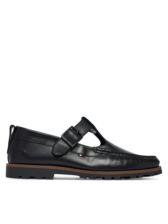 Tommy Hilfiger Tommy Hilfiger Pusbačiai Hilfiger Light Lth Buckle Loafer FM0FM05846 Juoda