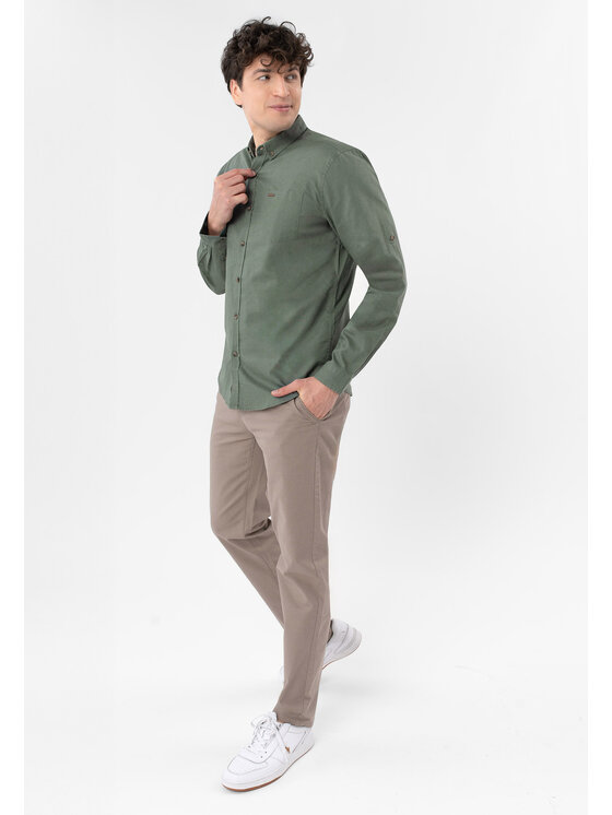 Volcano Volcano Koszula K-VINCES Zielony Regular Fit