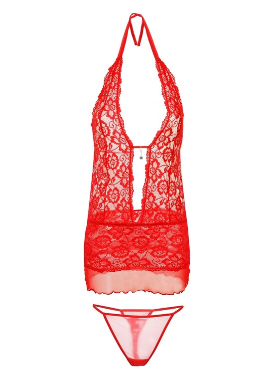 DKaren Lingerie DKaren Lingerie Komplet bielizny Emily Czerwony Classic Fit