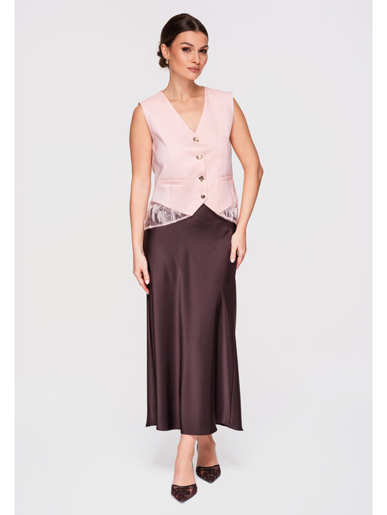 Ombre Ombre Kamizelka OW-VE-E0002 Różowy Slim Fit