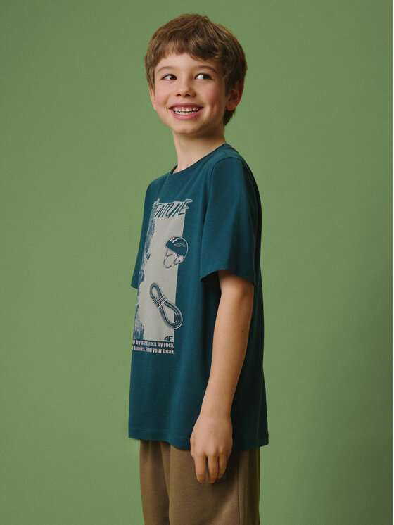 4F 4F T-Shirt ENJOY THE OUTDOORS Turkusowy Regular Fit