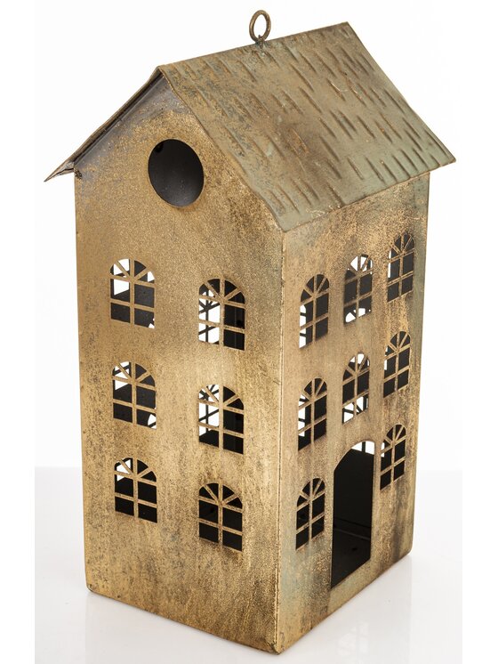 MIAhome MIAhome Lampion metalowy domek 33x18x15 cm KEKERE Złoty