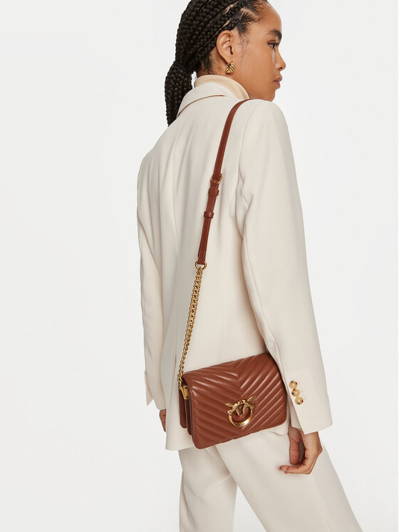 PINKO Pinko Käekott Sheep Nappa Chevron Pruun