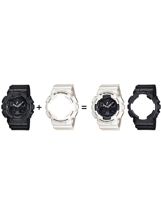 Casio Casio Zegarek SET GA-100-1A1ER + BEZEL 10395292 + PASEK 10395227 Biały