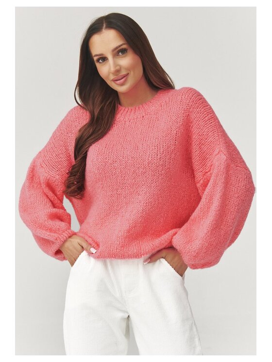 Makadamia Makadamia Sweter C37 Czerwony Loose Fit