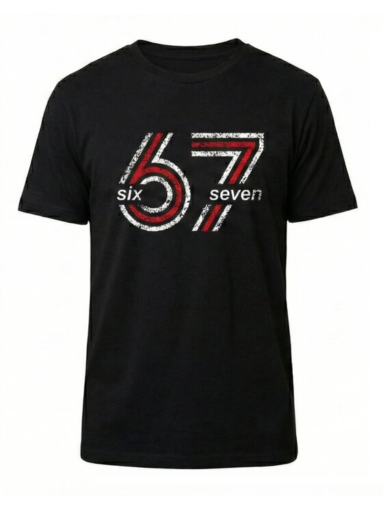 MyStars MyStars T-Shirt Six Seven 67 viral koszulka na prezent 130638 Czarny Regular Fit