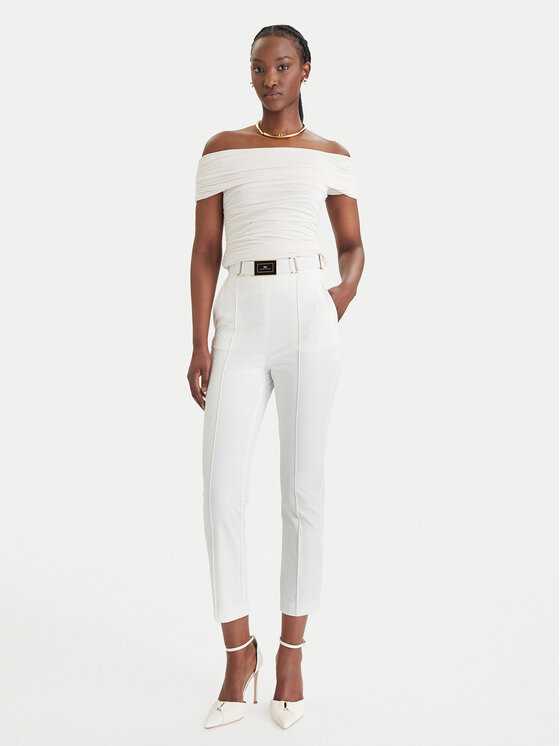 Elisabetta Franchi Elisabetta Franchi Kalhoty z materiálu PA-132-61E2-V350 Bílá Regular Fit