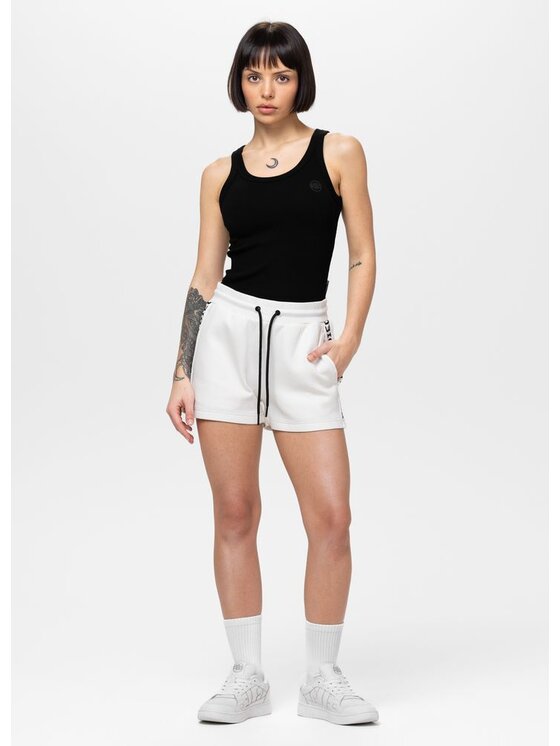 PITBULL PITBULL Szorty sportowe TAPE EXPLORY Biały Regular Fit