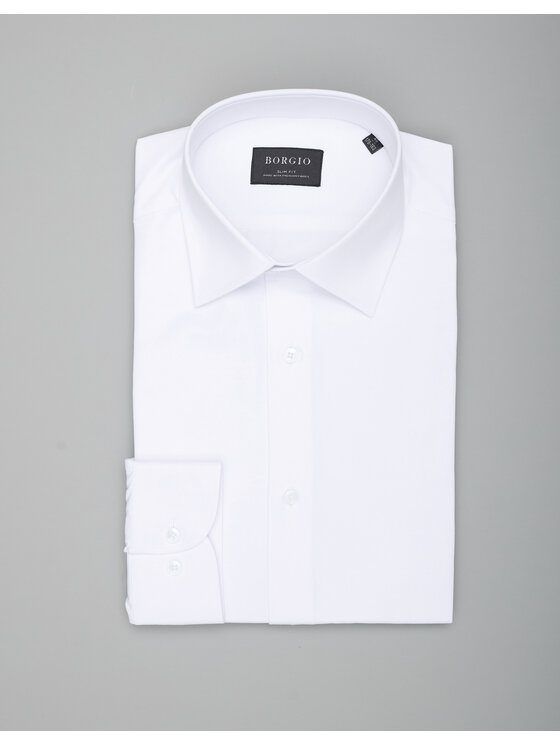 Borgio Borgio Koszula latteria_00359 Biały Slim Fit