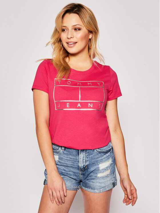 tommy jeans metallic flag tee