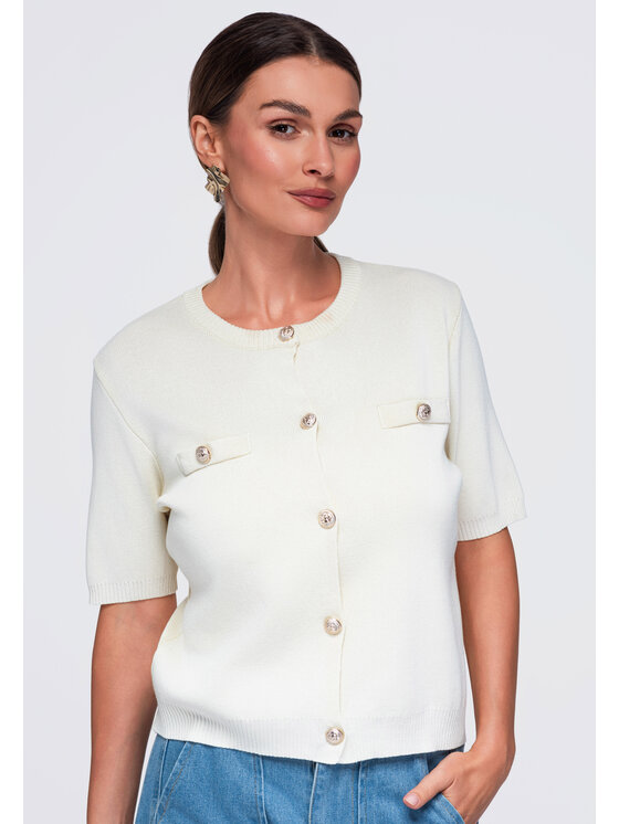 Ombre Ombre Bluzka OW-TS-E0084 Beżowy Regular Fit