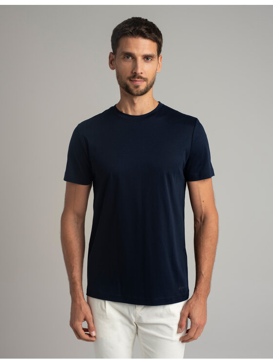 Borgio Borgio T-Shirt milan-g Granatowy Slim Fit