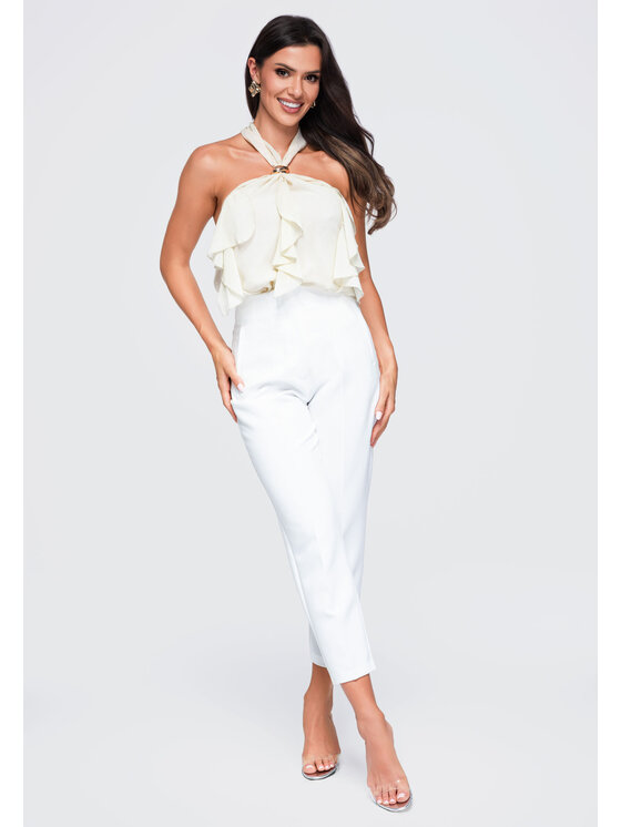 Ombre Ombre Bluzka OW-TS-E0077 Beżowy Loose Fit