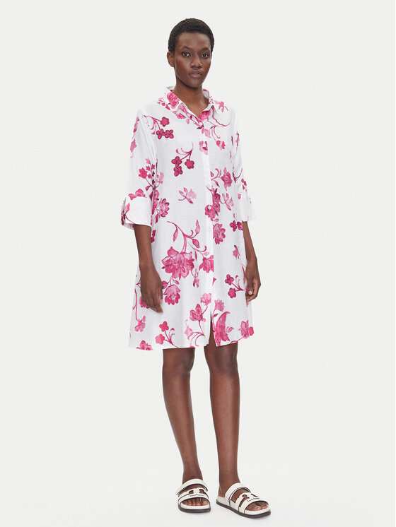 Iconique Iconique Košilové šaty IC25-055 Bílá Relaxed Fit