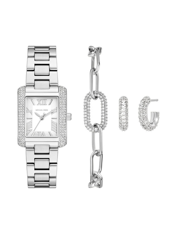 Michael Kors Michael Kors Sada hodiniek, náramku a náušníc Emery MK4839SET Strieborná