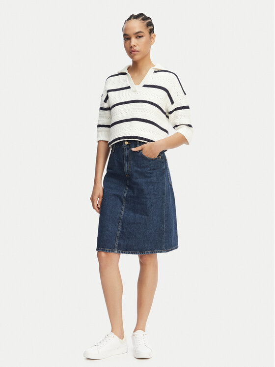 Tommy Hilfiger Tommy Hilfiger Džinsinis sijonas WW0WW45666 Tamsiai mėlyna Straight Fit