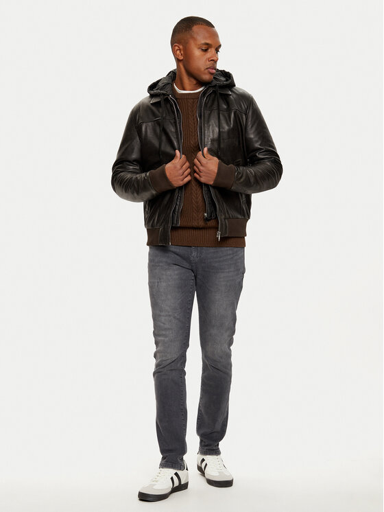 Serge Pariente Serge Pariente Giacca di pelle Amos Marrone Regular Fit
