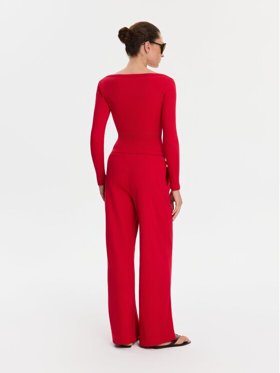 Nudyess Nudyess Spodnie materiałowe Canvas z prążka Czerwony Relaxed Fit