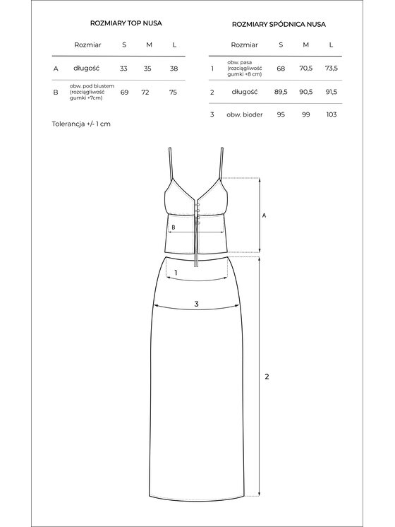 Hottie Hot Hottie Hot Sada top a sukňa NUSA Čierna Slim Fit