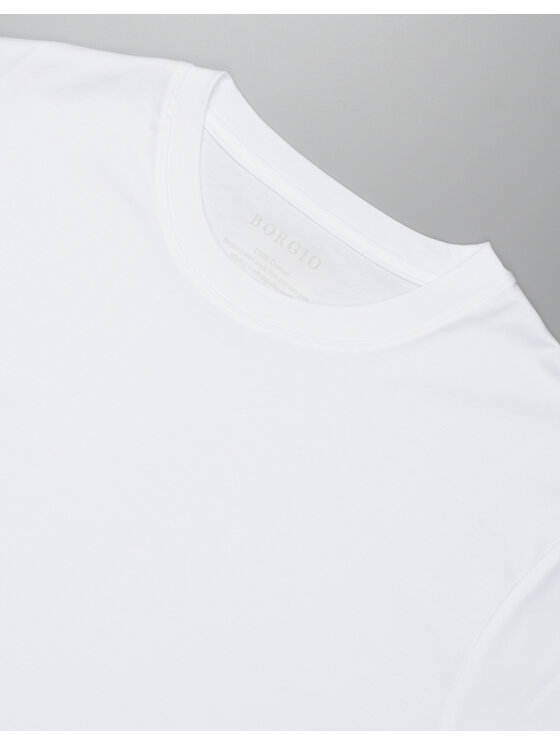 Borgio Borgio T-Shirt milan_b Biały Slim Fit
