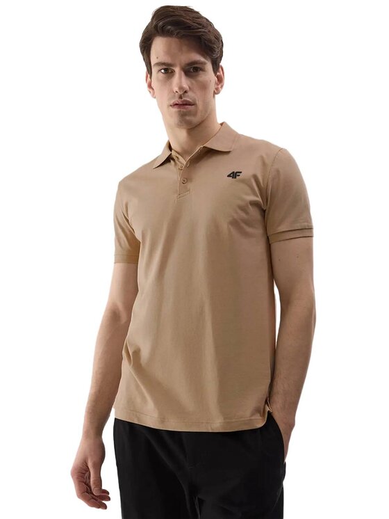 4F 4F Polokošeľa 4FWSS25TPTSM706-83S Hnedá Regular Fit