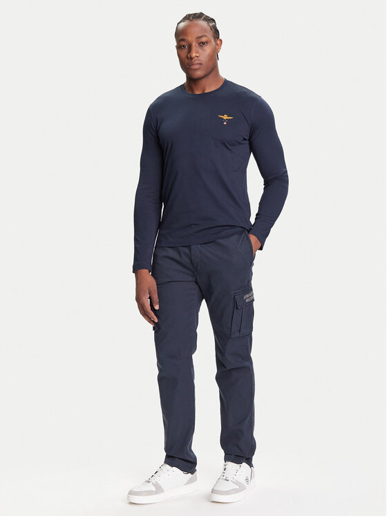 Aeronautica Militare Aeronautica Militare Majica dugih rukava 252TS2390UJ00372 Tamnoplava Regular Fit