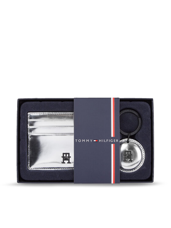 Tommy Hilfiger Tommy Hilfiger Rinkinys: kortelių dėklas ir raktų pakabukas Imd Cc Holder And Key Fob AM0AM11633PE6 Pilka