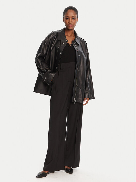 BOSS BOSS Geacă de piele Salaha 50544445 Negru Relaxed Fit