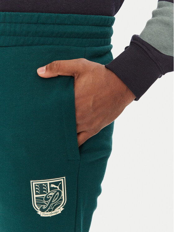 Puma Puma Teplákové kalhoty Sports Legacy Graphic 629631 Zelená Regular Fit