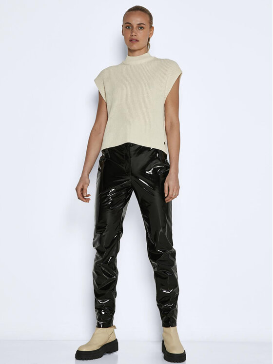 Noisy May Noisy May Kalhoty z imitace kůže Soline 27019889 Černá Slim Fit