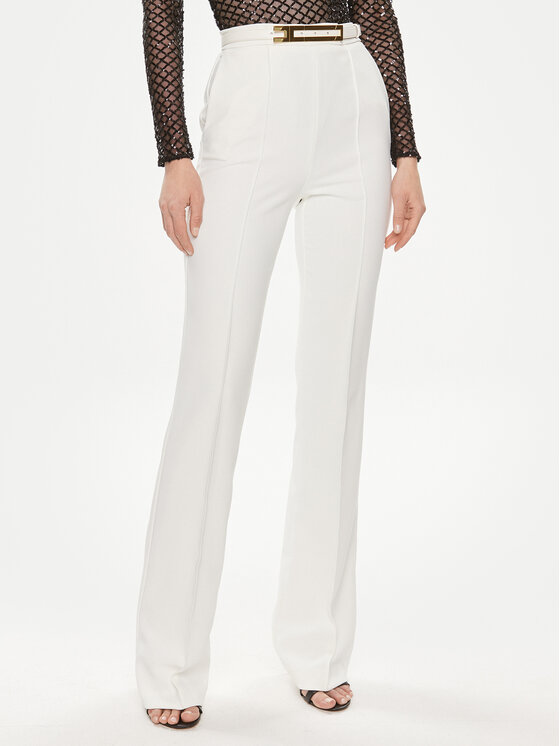 Elisabetta Franchi Elisabetta Franchi Hlače iz tkanine PA-034-42E2-5981 Bela Regular Fit