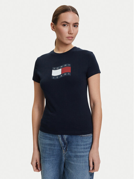 Tommy Jeans Tricou DW0DW22781 Bleumarin Regular Fit