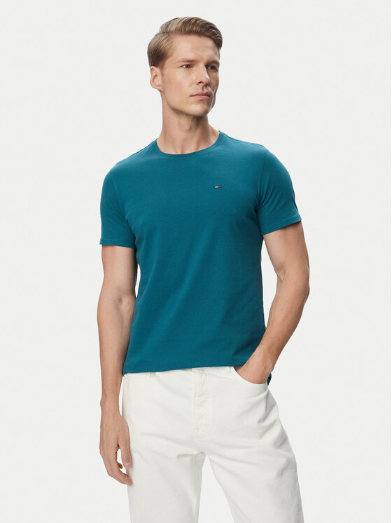 Tommy Jeans Póló DM0DM04411 Sötétzöld Slim Fit