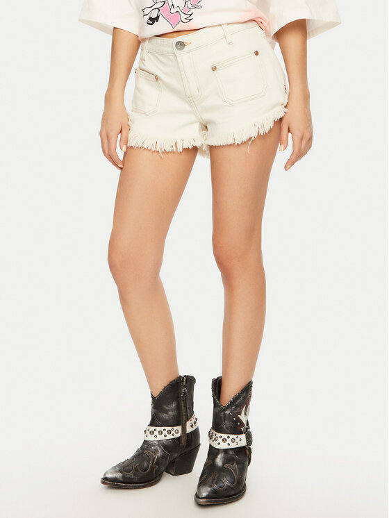 One Teaspoon One Teaspoon Дънкови шорти Retro Dukes 26801 Екрю Regular Fit