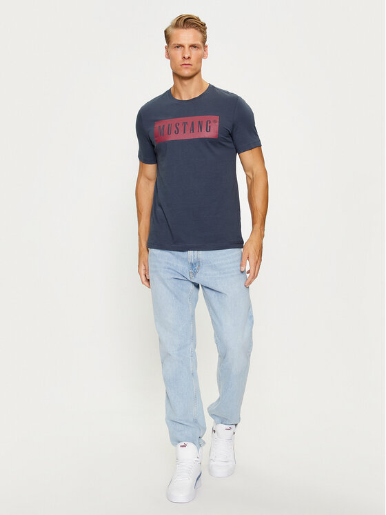 Mustang Mustang T-Shirt Alex 1013223 Granatowy Regular Fit