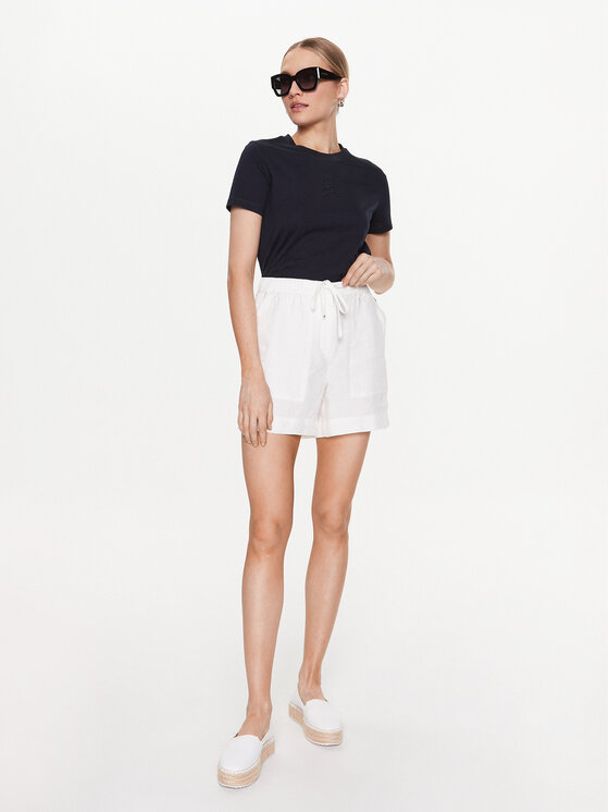 Tommy Hilfiger Tommy Hilfiger Bavlnené šortky Casual WW0WW37768 Écru Relaxed Fit