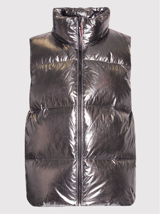 Tommy Hilfiger Tommy Hilfiger Γιλέκο Gloss Foil WW0WW33073 Ασημί Regular Fit