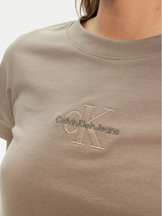Calvin Klein Jeans Calvin Klein Jeans Marškinėliai Monologo J20J223563 Smėlio Slim Fit