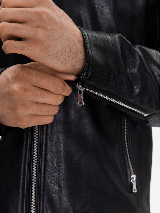 Sisley Sisley Bunda z imitace kůže 21DYSN01L Černá Regular Fit