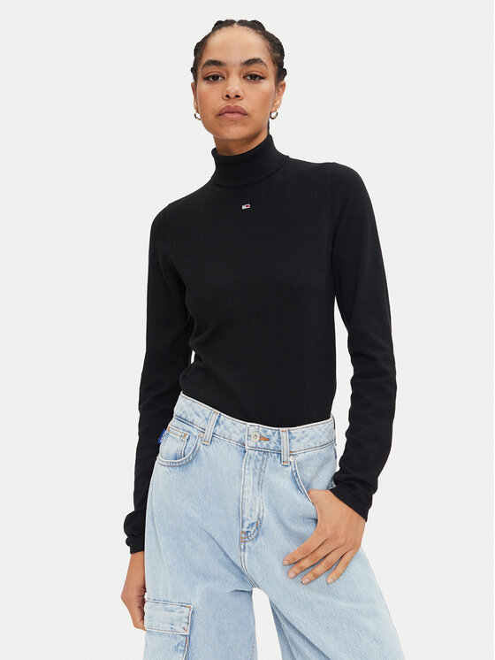 Tommy Jeans Pull Ã  col roulÃ© Essential DW0DW19686 Noir Regular Fit