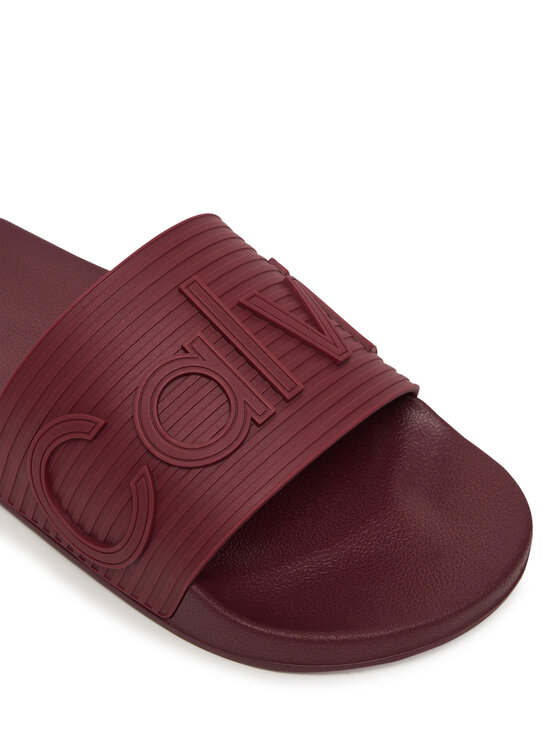 Calvin Klein Calvin Klein Papucs Nemo - Contoured Emblem Logo Sliders HM0HM02113 Bordó