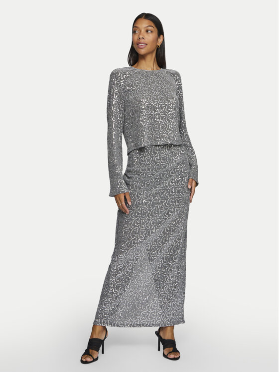 Vila Vila Bluse Sanadu 14101727 Silberfarben Regular Fit