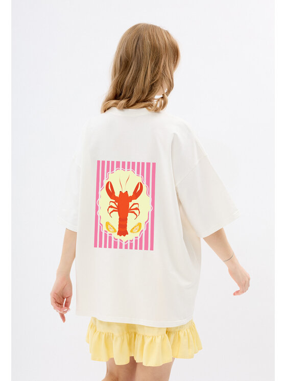 Mirons Mirons T-Shirt Print Biały Oversize